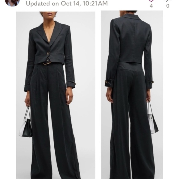 Veronica Beard “Girard” cropped one button linen tailored jacket in black. 6 - Picture 3 of 13